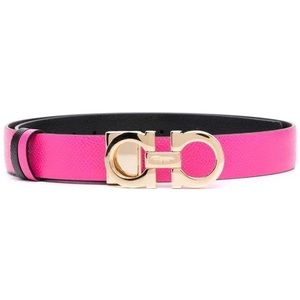 NWOT Salvatore Ferragamo Gancini logo-buckle leather belt think pink / black
